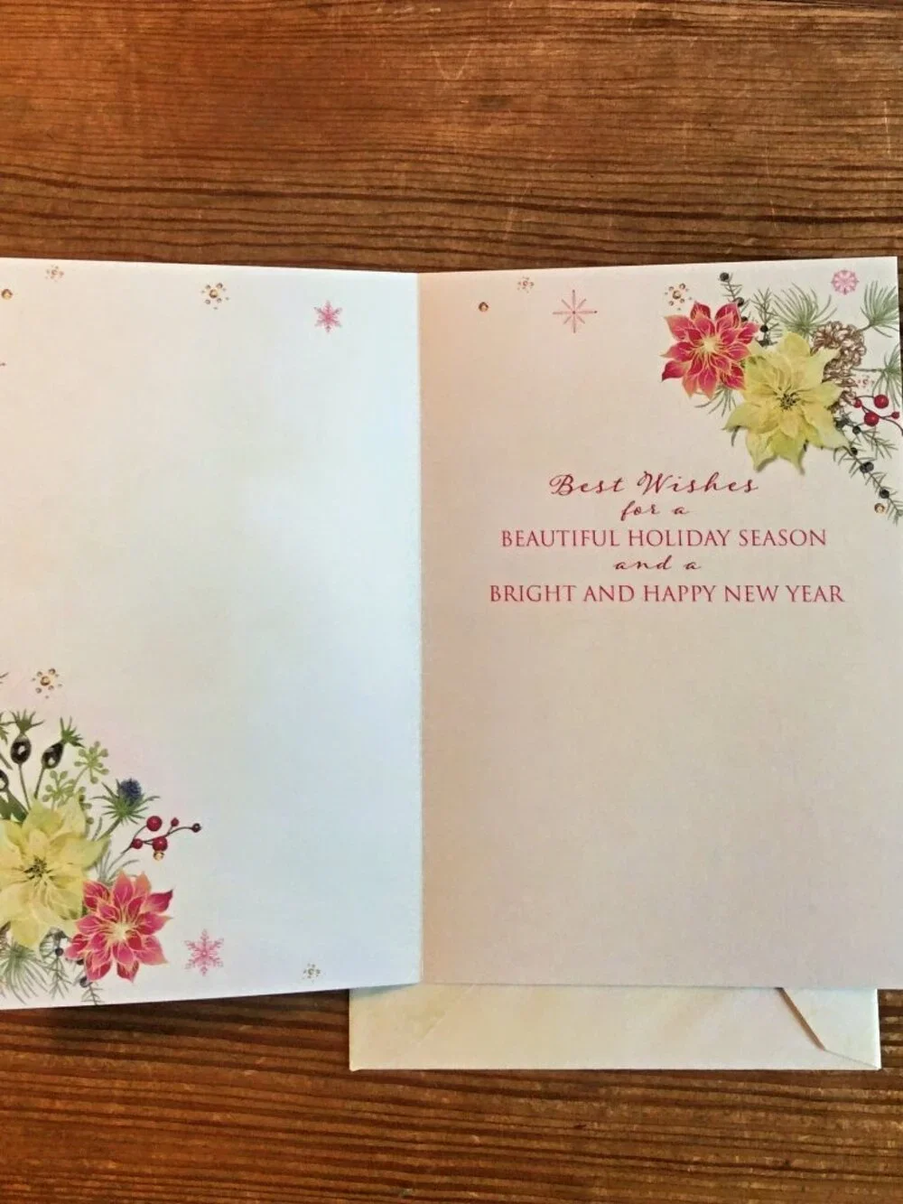 Leanin' Tree Christmas Greeting Cards Set of 6 Envelopes Poinsettia Vintage